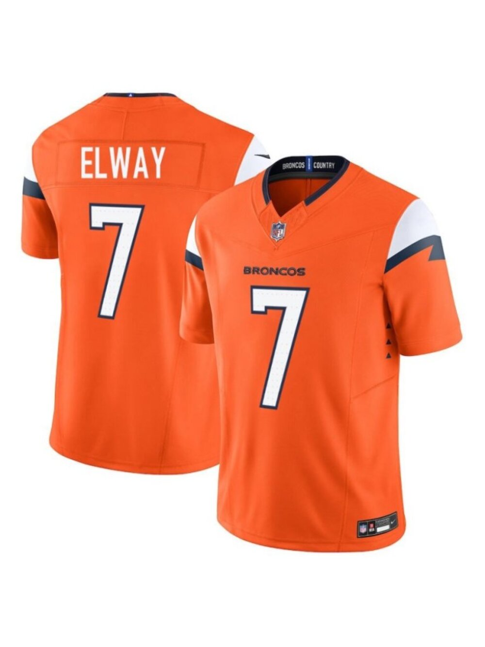 Adult Mens John Elway Orange Stitched Jersey Vapor